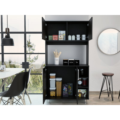 Bayshore 3-Shelf Pantry Cabinet Black Wengue