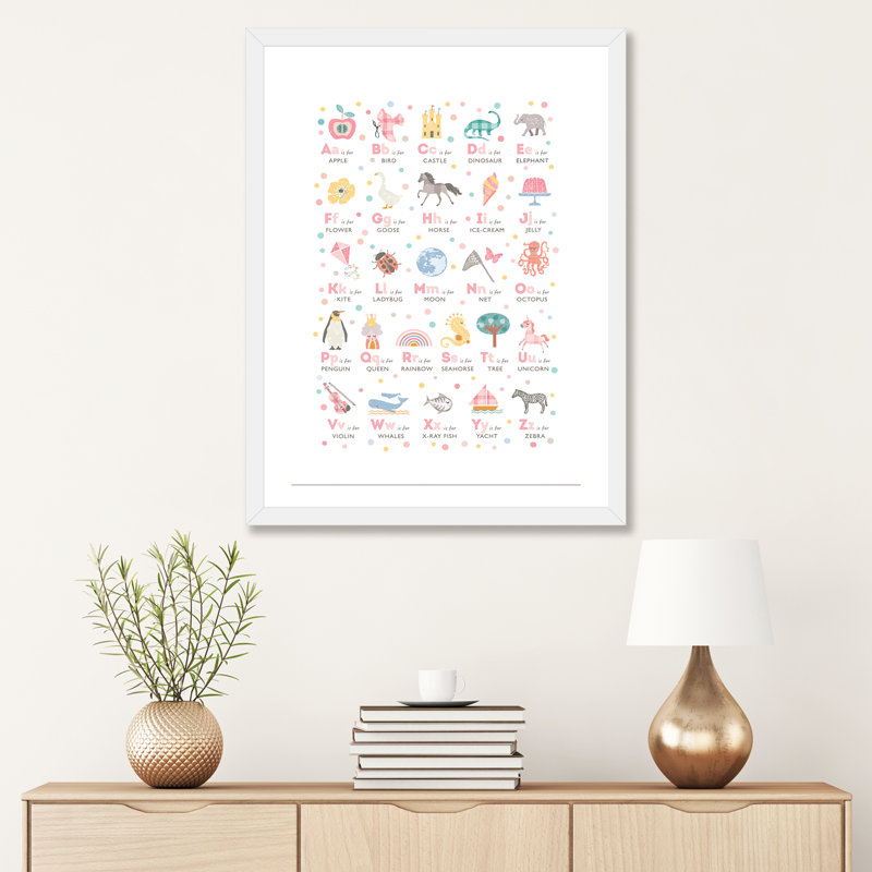 «Girls Alphabet», reproduction d'impression, Blanc, H 32 po x l 24 po x P 1 po, Papier encadré blanc