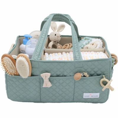 Diaper Caddy Organizer, Quilted Nursery Storage Basket For Newborn Essentials And Diaper Changing Station, Gift For Baby Shower And Registry Must-Have