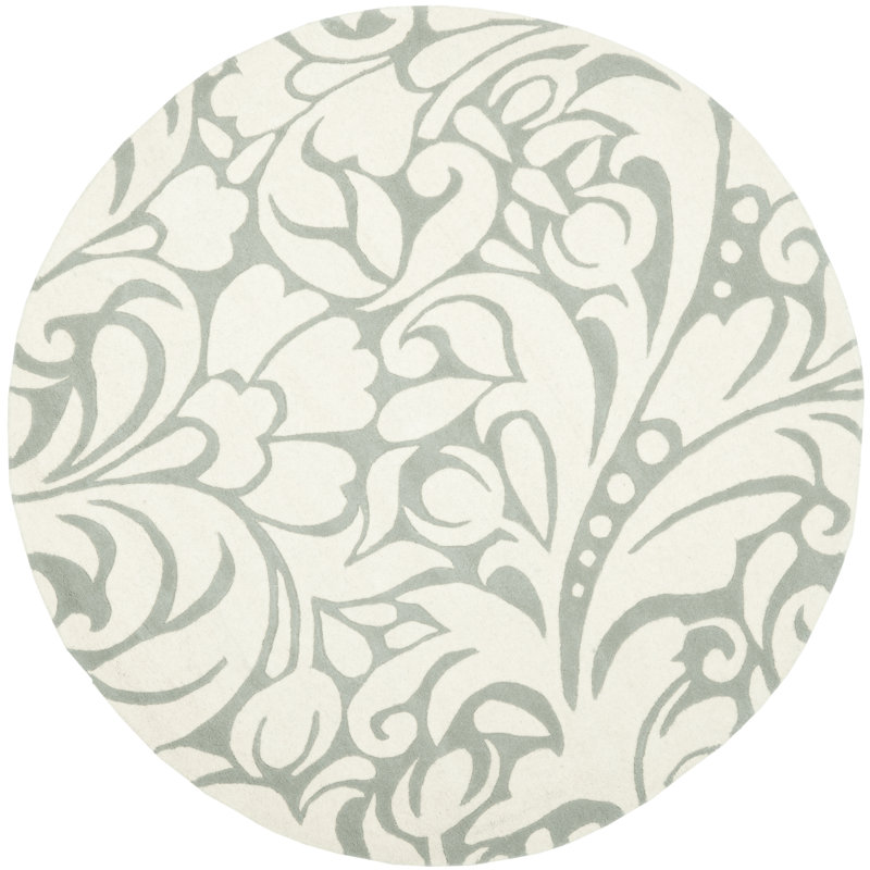 Candelo Soho Hand Tufted Wool And Viscose Floral Rug, Round 6'