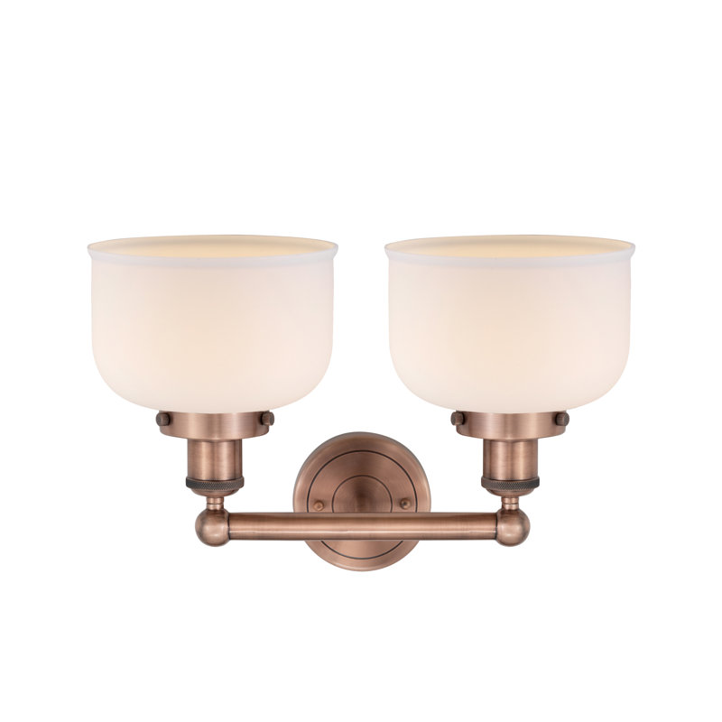 Éclairage pour meuble-lavabo à 2 lumières à intensité variable Arlester, Blanc mat, Cuivre antique