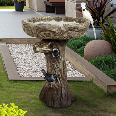 Baignoire pour oiseaux en béton d'aspect bois de 23 po de hauteur