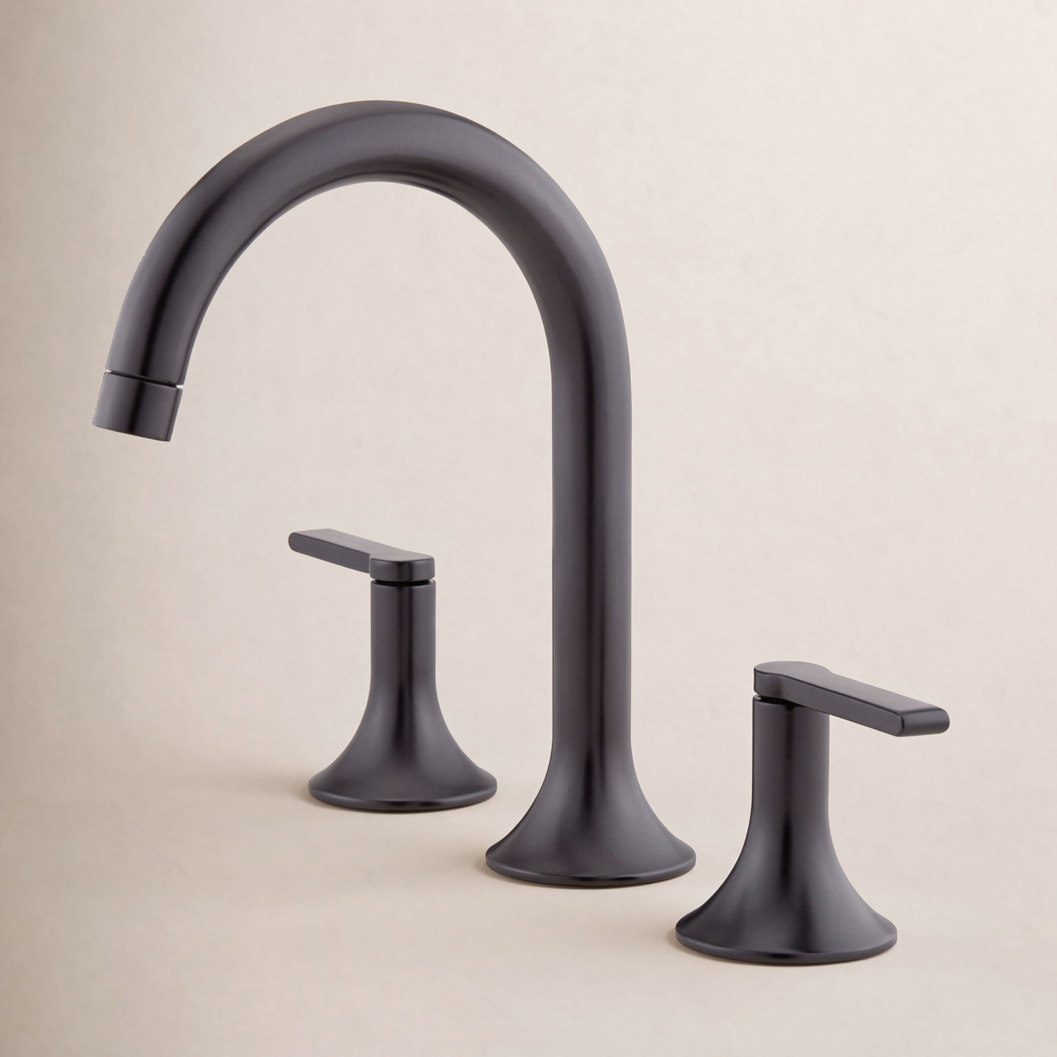 Lentz Widespread Bathroom Faucet, Matte Black, Lever Handle