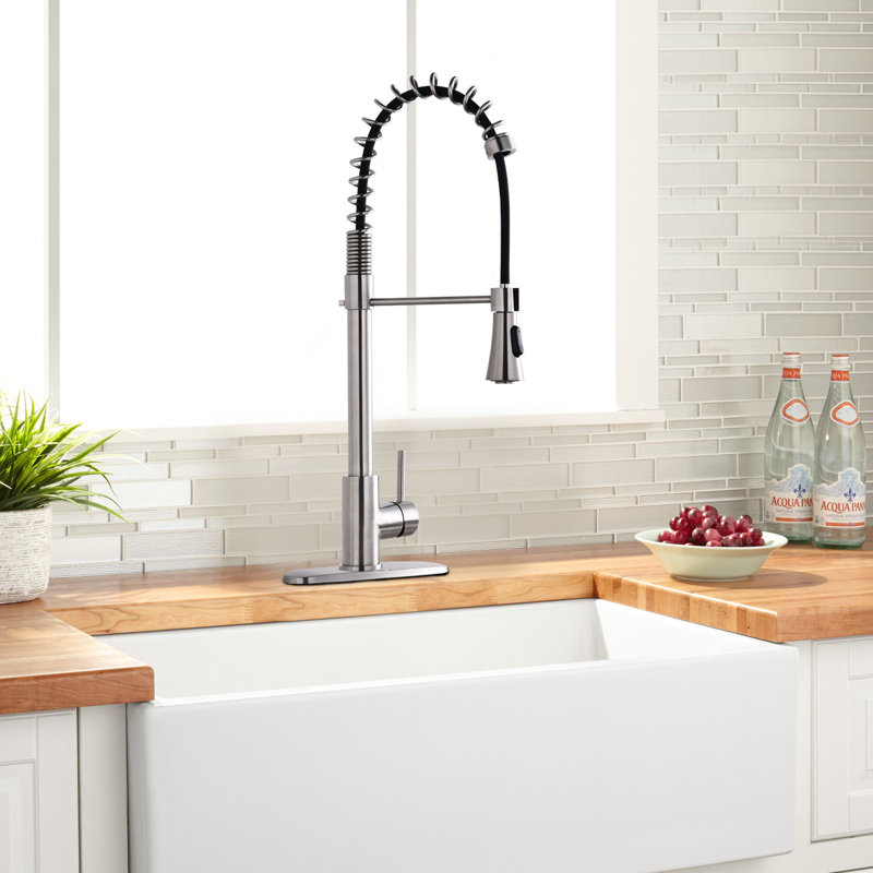 RENIST Spring Pull Down Kitchen Faucet, Brushed Nickel