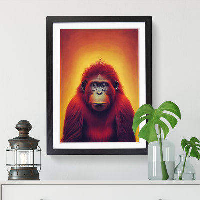 Orangutan Sunset Painting - Picture Frame Print