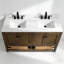 Meuble-lavabo en bois massif 60 po avec plateau en marbre blanc 60 po Modern
