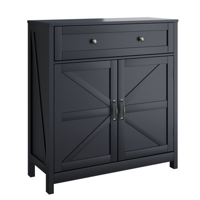 Dining Cabinet With Adjustable Shelf And Drawer, Black Look Kitchen Storage Drawer In