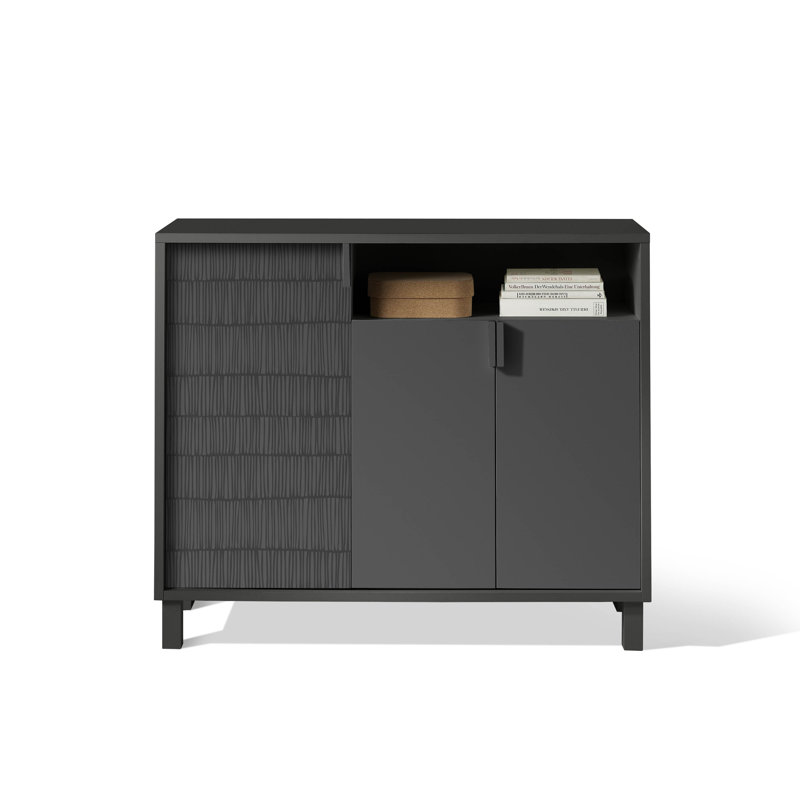 16 Pair Shoe Storage Cabinet, Jet Black