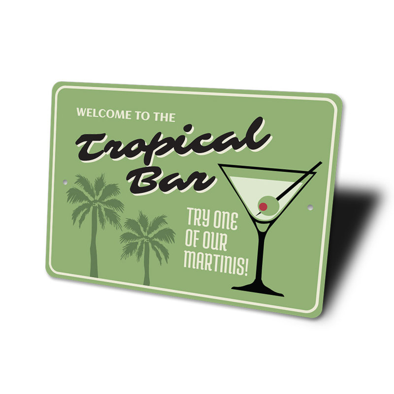 Enseigne de bar tropical, H 10 po x l 14 po x P 0,04 po