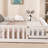 Full Size Floor Platform Bed With Fence And Door For Kids, Montessori Floor Bed Frame With Support Slats For Toddlers, Wooden Floor Bed-353269352