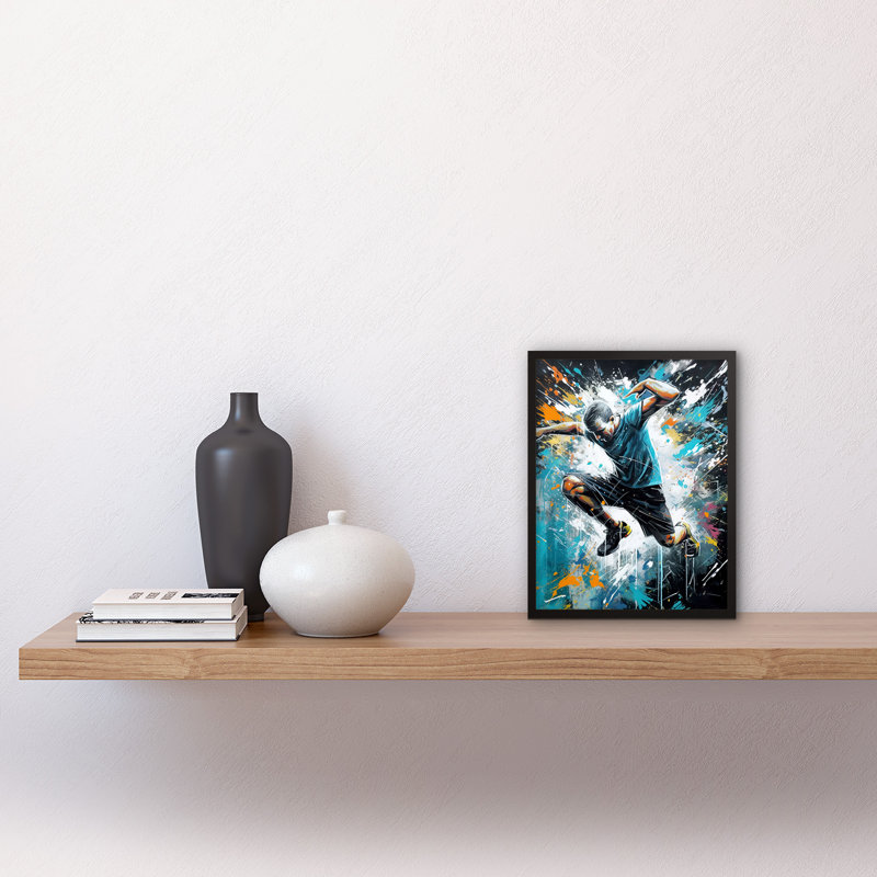 Croce Man Doing Parkour Jump Pose Splat Portrait - Single Picture Frame Print