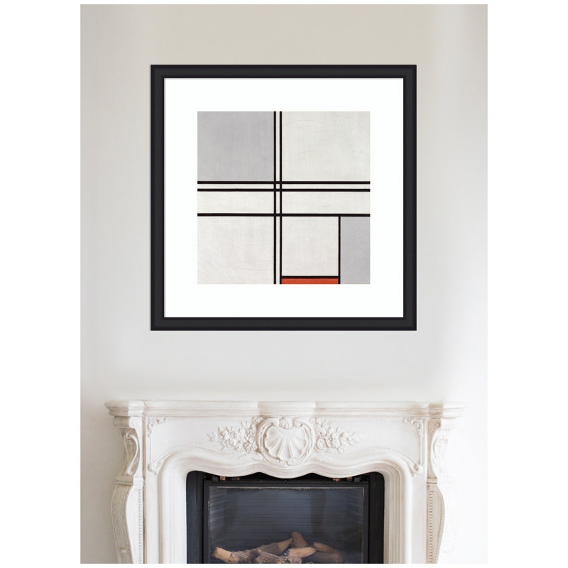 «Piet Mondrian Composition No 1 Grey Red 1935» par l'Art Institute of Chicago, reproduction d'art encadrée