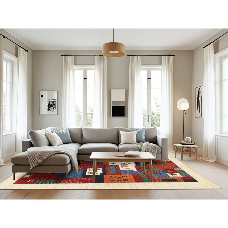 Tapis beige/brun/gris contemporain, Rectangle 8 pi x 10 pi