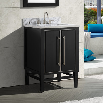 Meuble-lavabo simple 24 po avec comptoir en marbre de Carrare Ewen