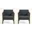 Chaise longue d'extérieur en bois de teck avec coussin et accoudoirs Junco-897636982-897636983