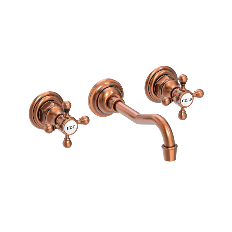 Chesterfield Wall Mount Bathroom Faucet, Antique Copper
