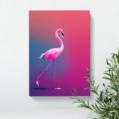 Strolling Flamingo - Wrapped Canvas