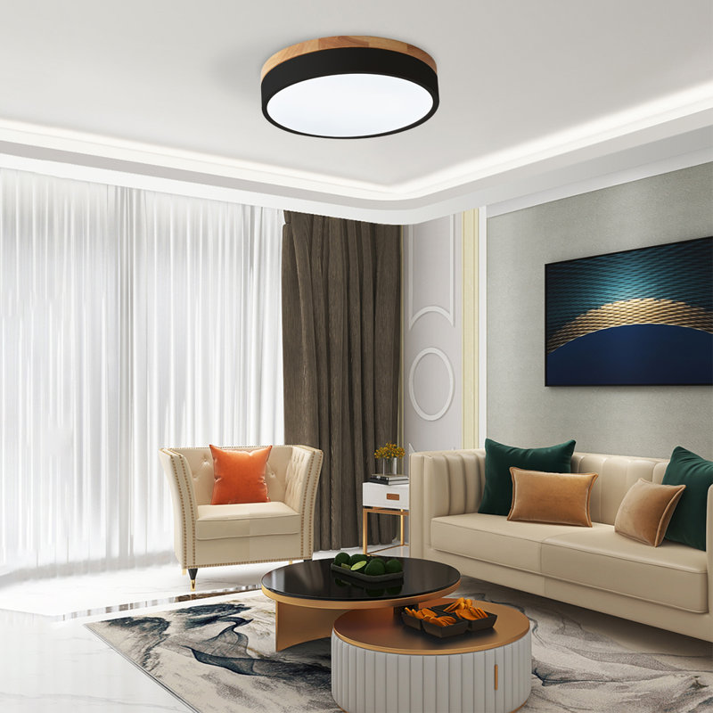Circle Modern Led Flush Mount Ceiling Light, 6500 Kelvins, Matte Black