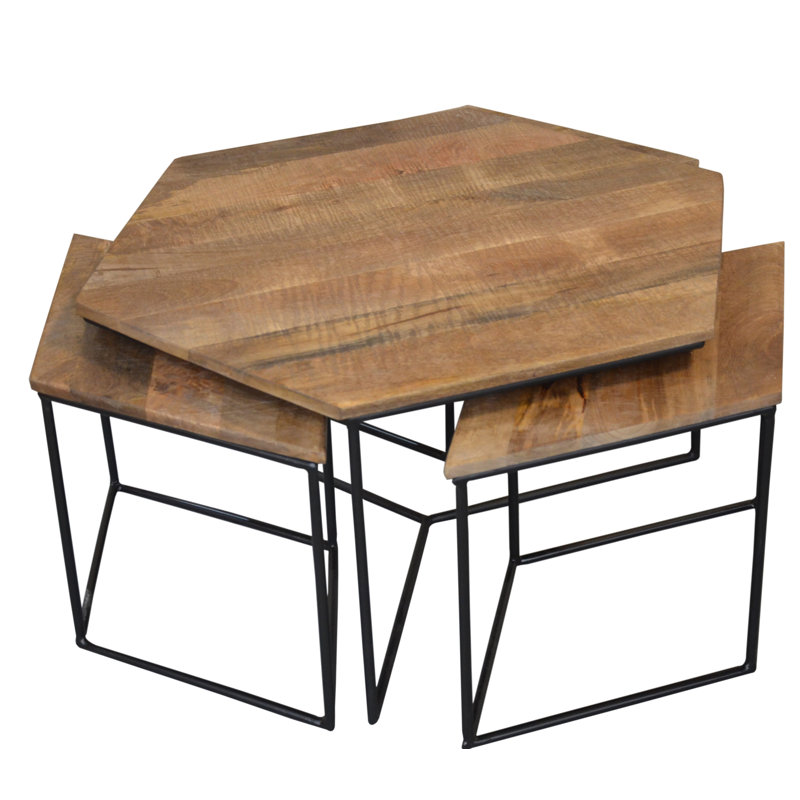 Antora 4-Piece Occasional Table Set in Modern Natural Finish on Solid Wood