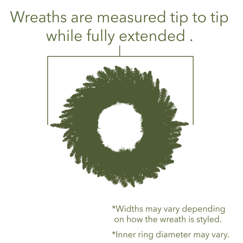 Artificial Canadian Pine Wreath Unlit, 36" H x 36" W x 3" D