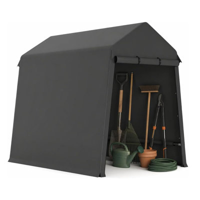 Heavy Duty Waterproof Outdoor Storage Outdoor Storage Unit，ATV，Lawn Mower & Garden Tools，Black，6x8FT
