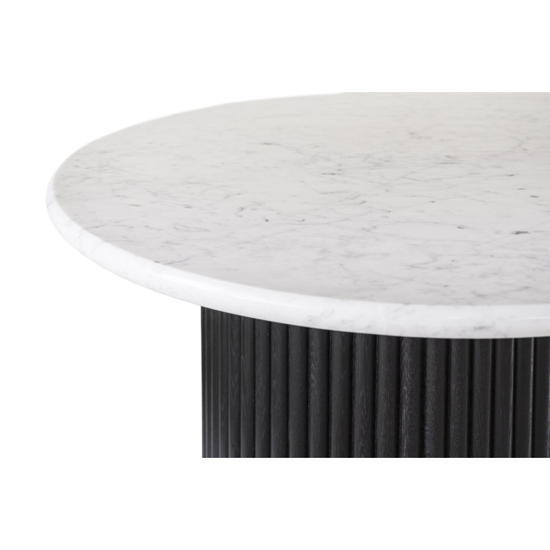 Artemij Drum Coffee Table, White Top/Black Base