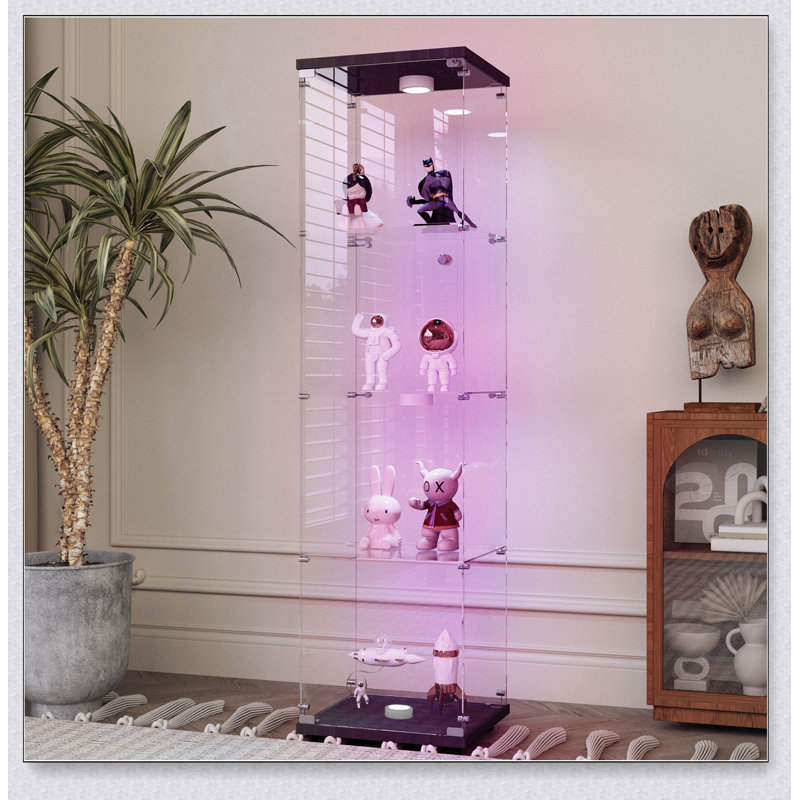 Tempered Glass Display Cabinet,Wine Cabinet,storage Cabinet,File Cabinet,with Battery-powered paipai light,Adjustable Floor Feet,Suitable for uneven ground,Can be placed anywhere