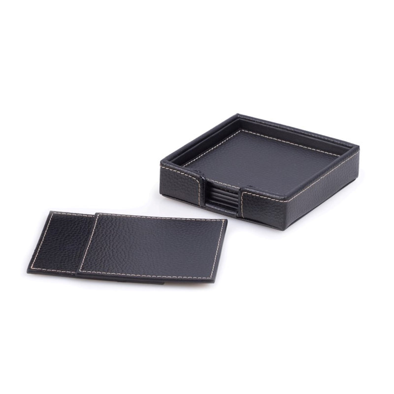 Leather Square 6 Piece Coaster Set