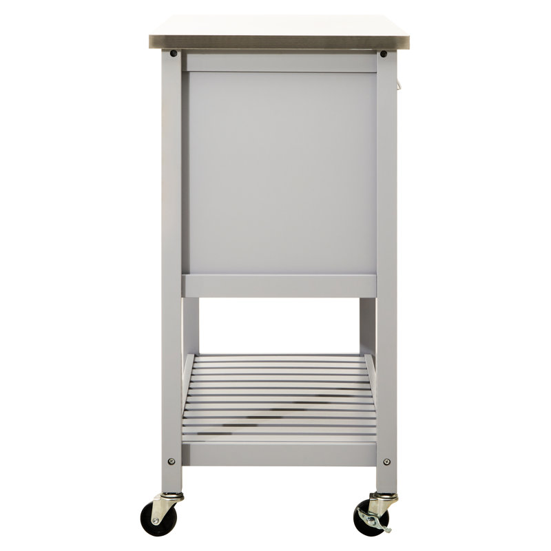 Reales 86cm W Kitchen Island with Stainless Steel Top, Grey