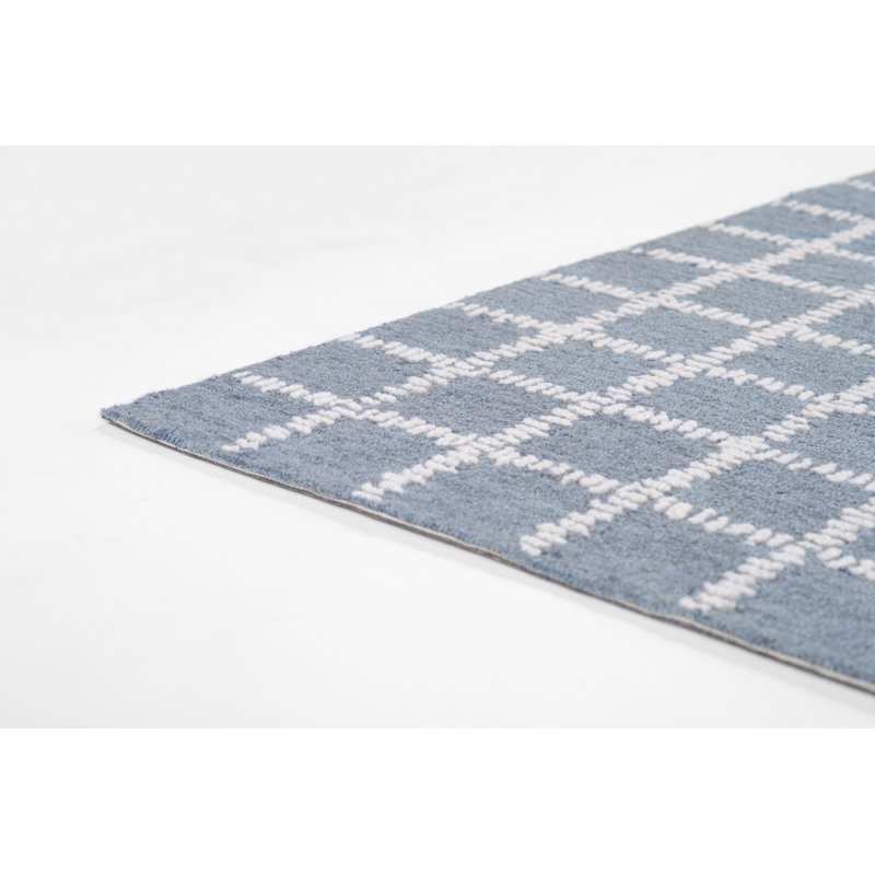 Lanora Hand Tufted Blue Wool Geometric 8' x 10' Rug