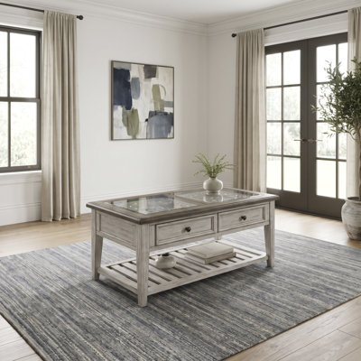 Haylee Rectangular Ceiling Tile Cocktail Table w/ Drawers