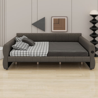 Comfortable Upholstered Platform Bed with USB Charging Ports