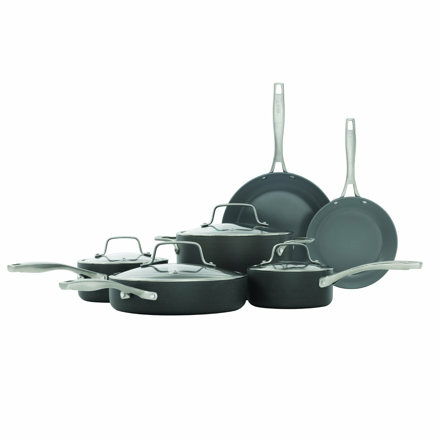 Bialetti Impact Non-stick Heavy Gauge Oven Safe 10 Piece Cookware Set, Gray  