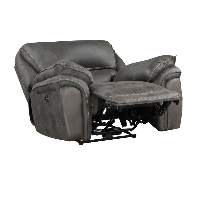 Fauteuil inclinable électrique moelleux de conception moderne de salon en microfibre grise avec port USB et cadre en bois massif 1pc