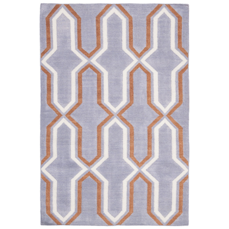 Tapis en laine / coton tissé à la main à plat Rodgers - mauve / orange, Rectangle 4 pi x 6 pi