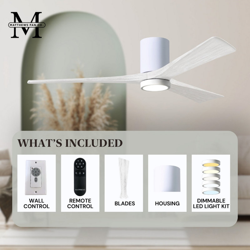 Irene LED Ceiling Fan, Matte White, Gloss White, 42"