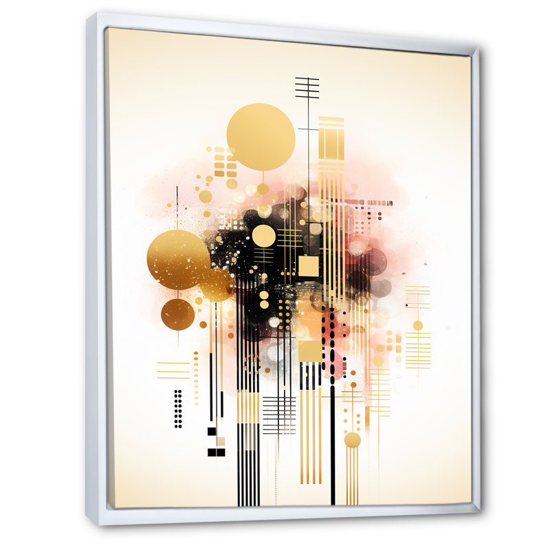 Formes géométriques roses élégantes sur toile, H 40 po x l 30 po, Cadre flottant blanc