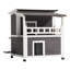 Maison pour chat isolée en bois - Abri pour chat extérieur de 2 étages avec balcon et isolation en mousse pour l'hiver