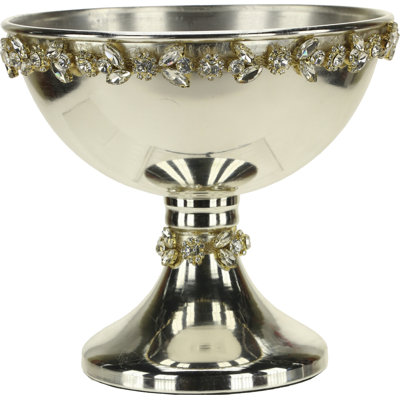 Bol à piédestal en argent avec bijoux, petit - 7 pouces