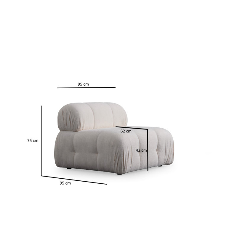 Elegant 1-Seat Sofa, White Fabric with Beech Wood Frame, 37.4 x 37.4 x 29.5 inches | 100% Polyester Upholstery, Soft Grey Foam & Feather Cushions Included | Stylish Design for Living Room & Cozy Spaces