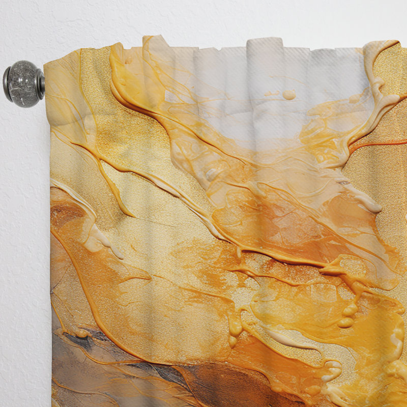Rideau traditionnel Ries Gold and White Geode Lava IV - Velours obscurcissant - 1 panneau, L 52 po x L 84 po