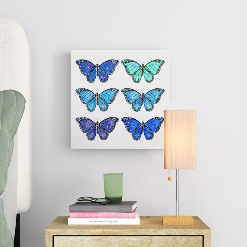 "Butterfly Collection Blue" par Avenie, impression sur toile tendue, H 12 po x l 12 po