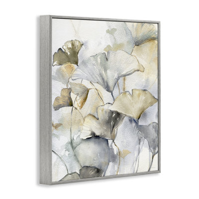  Abstract Gingko Leaves White Framed Giclee Art by Carol Robinson