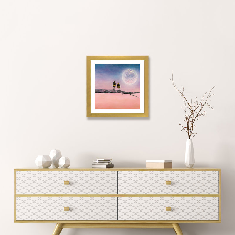 «Autre monde avec vous» par Neil Thompson - impression d'art graphique, H 16 po x l 16 po x p 1 po, Papier encadré doré