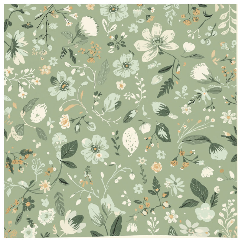 Green Floral Pattern Comforter, Twin Extra Long