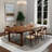 9-piece dining table set combination, rectangular solid wood tabletop