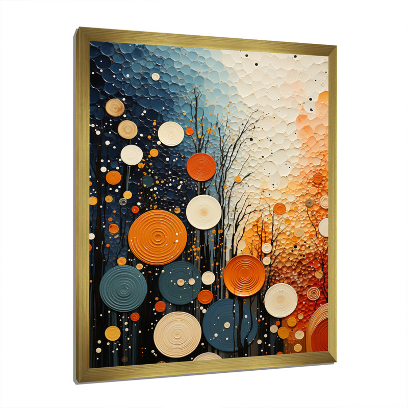 Coloré Mid Century Dynamic Duality IV sur toile, Cadre photo doré, H 44 po x l 34 po x P 1,5 po