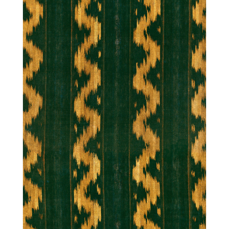Woodstock Lifestyle Ikat Wallpaper Roll, Green/Yellow