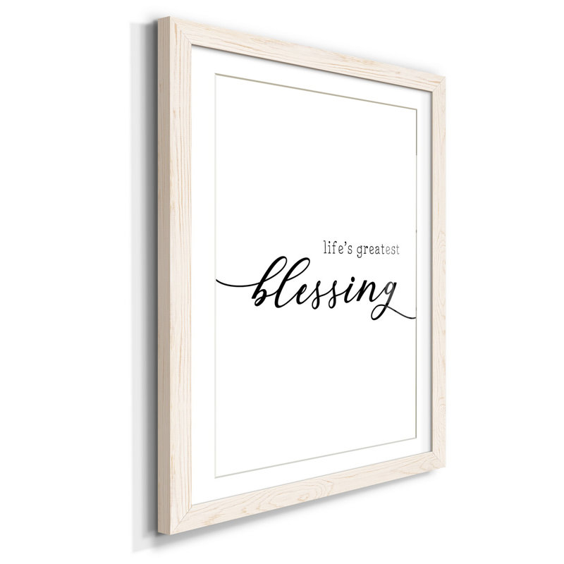 «Life's Greatest Blessing», reproduction d'art textuel sur papier encadré, Blanc, H 44 po x l 31 po x P 1 po