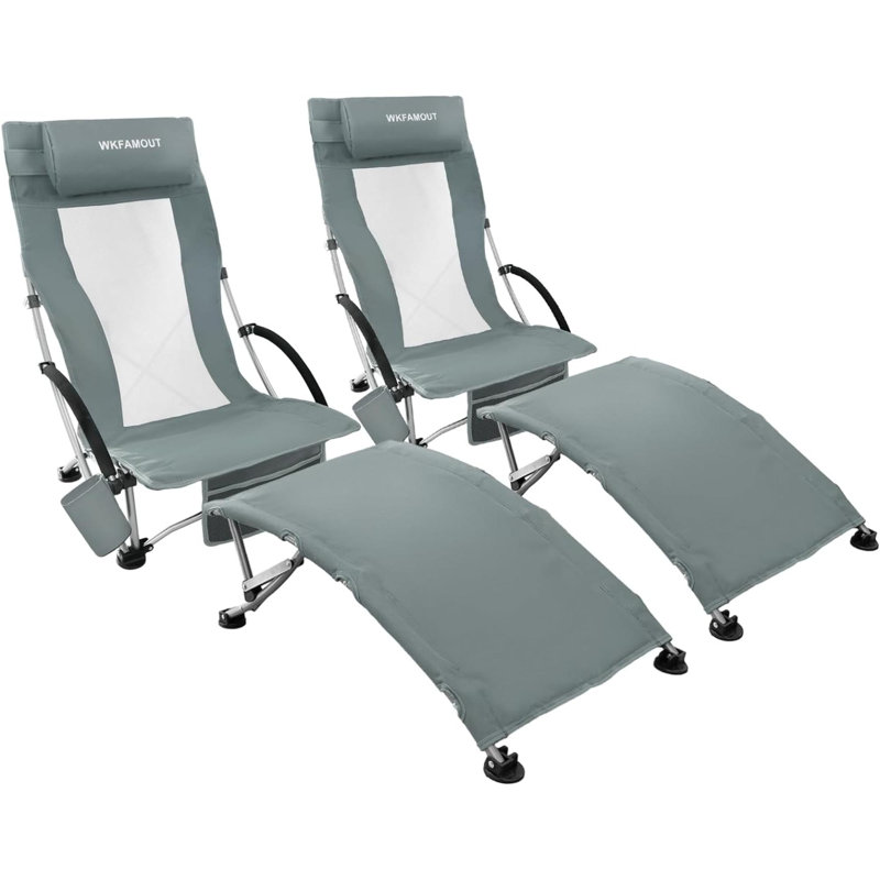 Chaise de plage pliante avec coussins, Gris